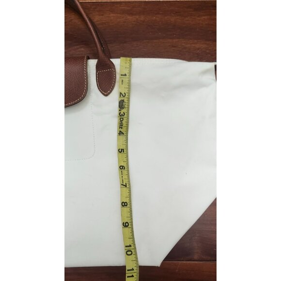 Longchamp White/Brown Nylon And Leather Le Pliage Tote - Picture 14 of 15